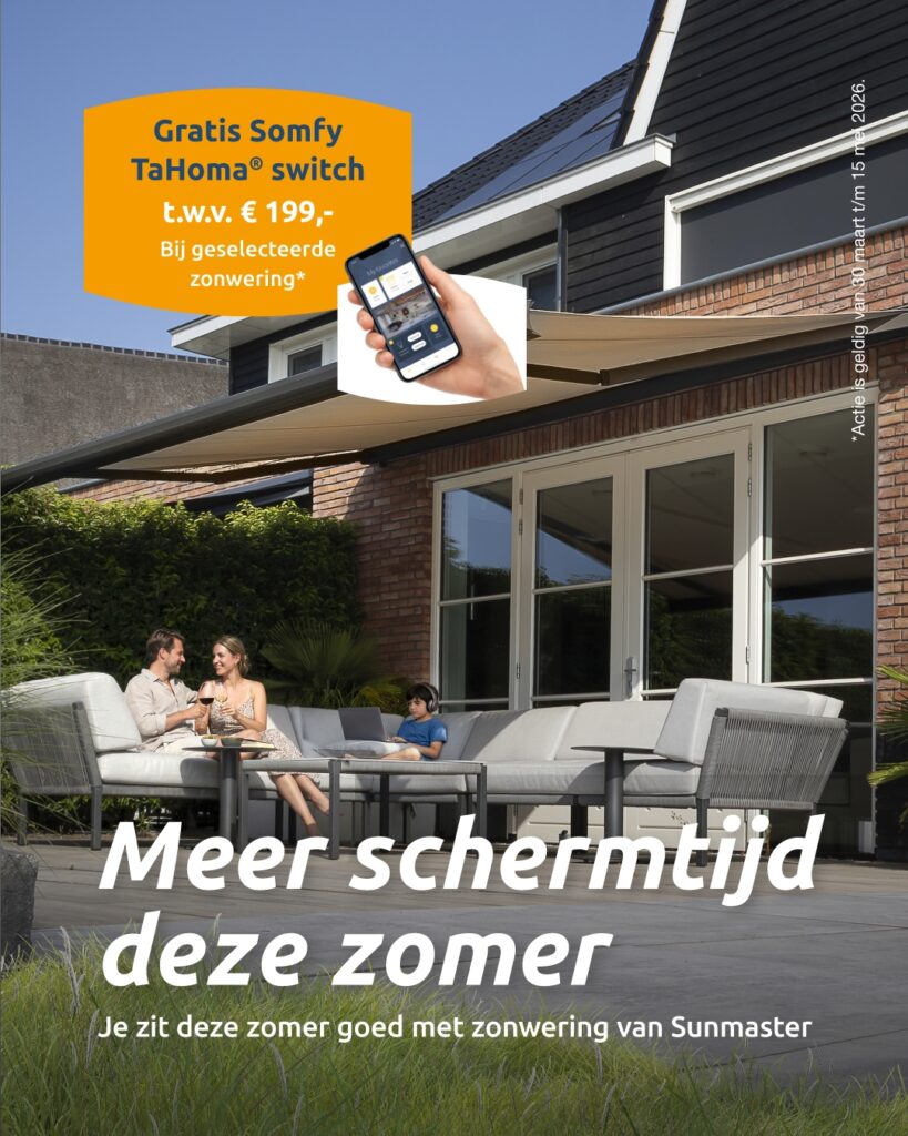 sunmaster actie gratis Somfy Tahoma Switch